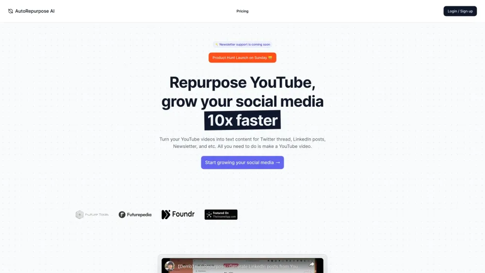 AutoRepurpose: Repurpose YouTube Videos, Boost Social Media Growth