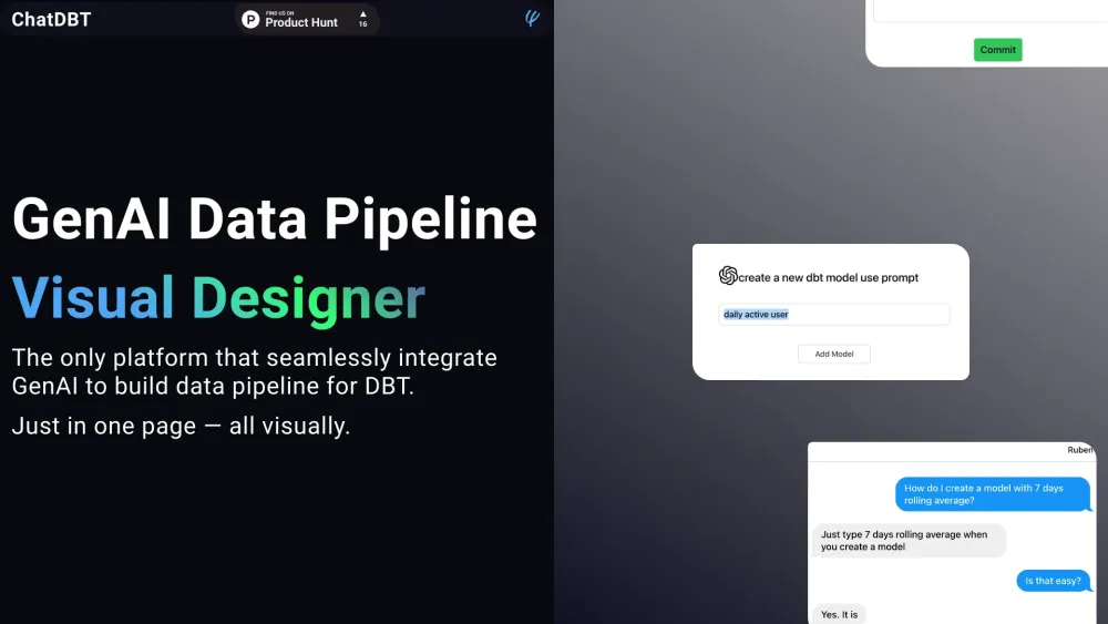 ChatDBT : GenAI Visual Data Pipeline Designer for DBT - Key Features