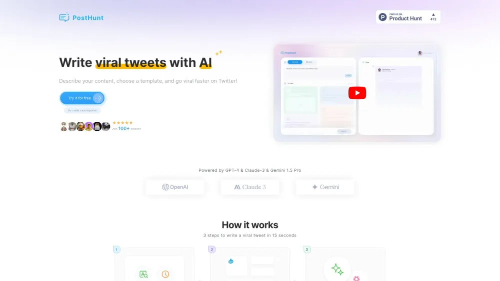 PostHunt: AI-Powered Tool for Crafting Viral Tweets - Write Viral Tweets