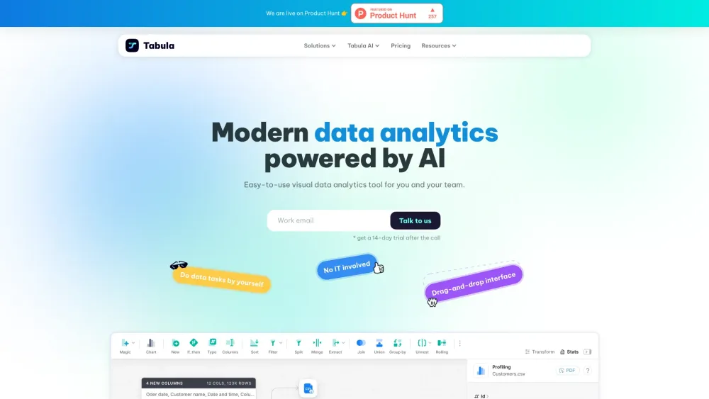 Tabula: AI Data Aggregation, Transformation & Visualization Tool