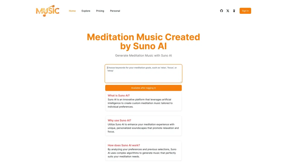 SunoAI: Custom AI Meditation Music - Tailored, Unique, Soothing Melodies