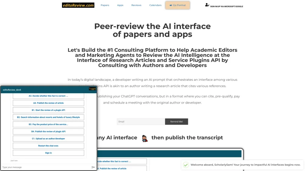 editoReview: AI Peer-Review, Cite, Pre-Qualify, Pay, Schedule Meetings