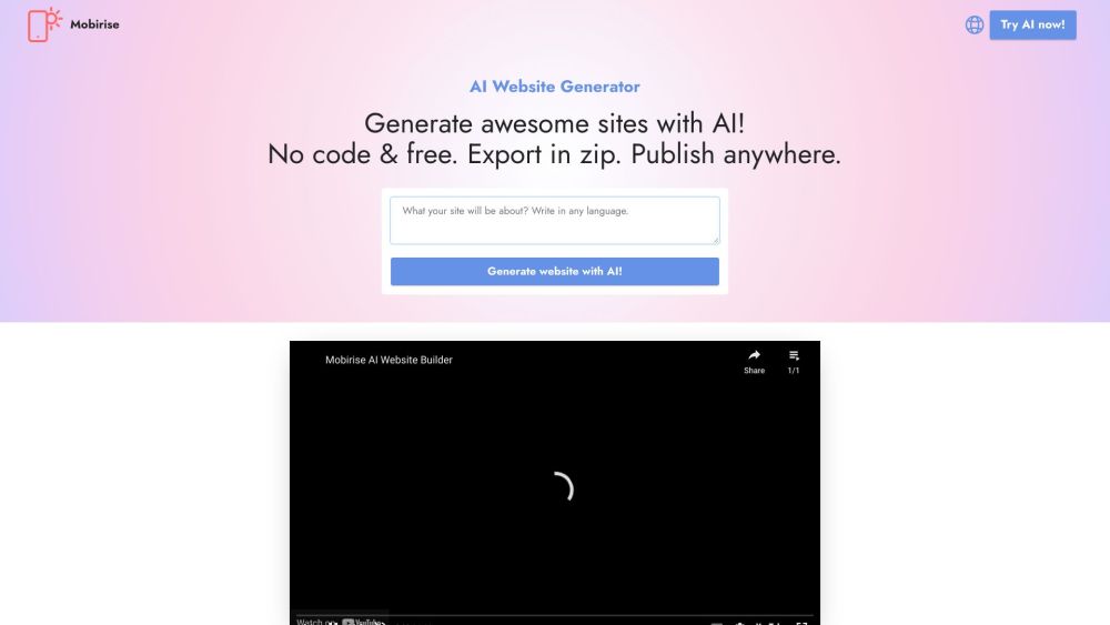 Mobirise AI Website Generator: Free AI Tool for Automated Site Creation