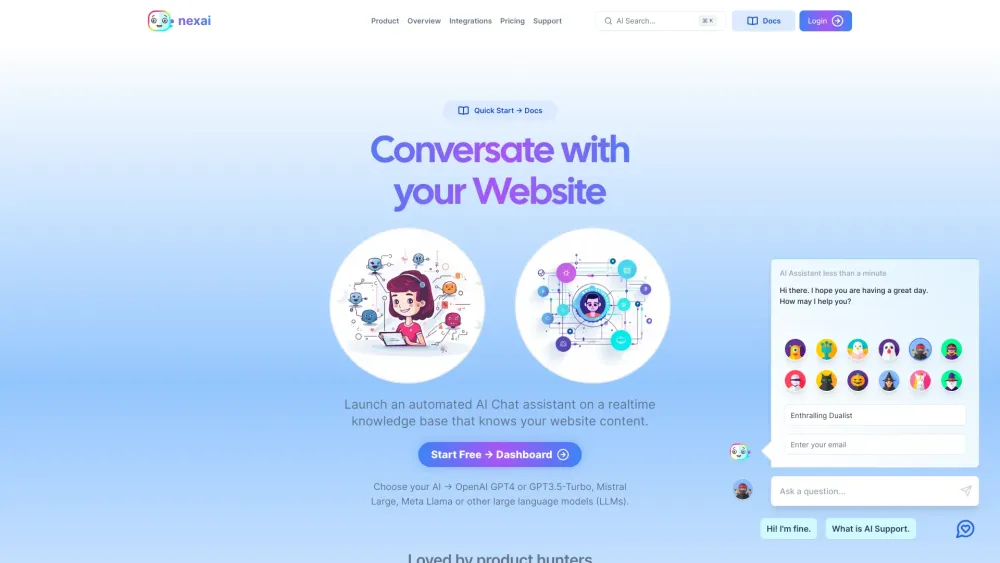 Nexai: AI Chat Assistant with Realtime Website Knowledge Base