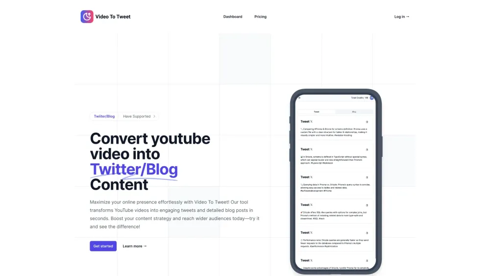 Video To Tweet: Transform YouTube Videos to Twitter Threads & Blogs