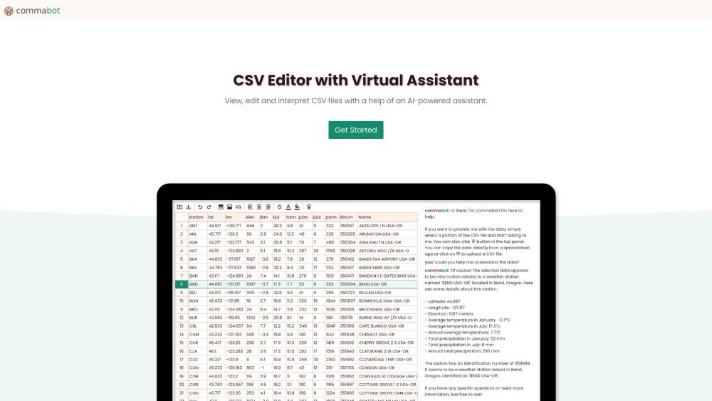 Commabot: Innovative CSV Editor with Virtual Assistant Features