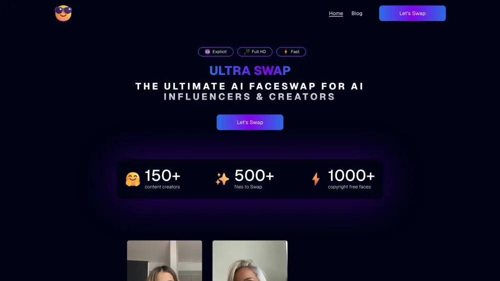 UltraSwap: AI Faceswap, 1080p Output, 60fps, Bulk Upload & Download