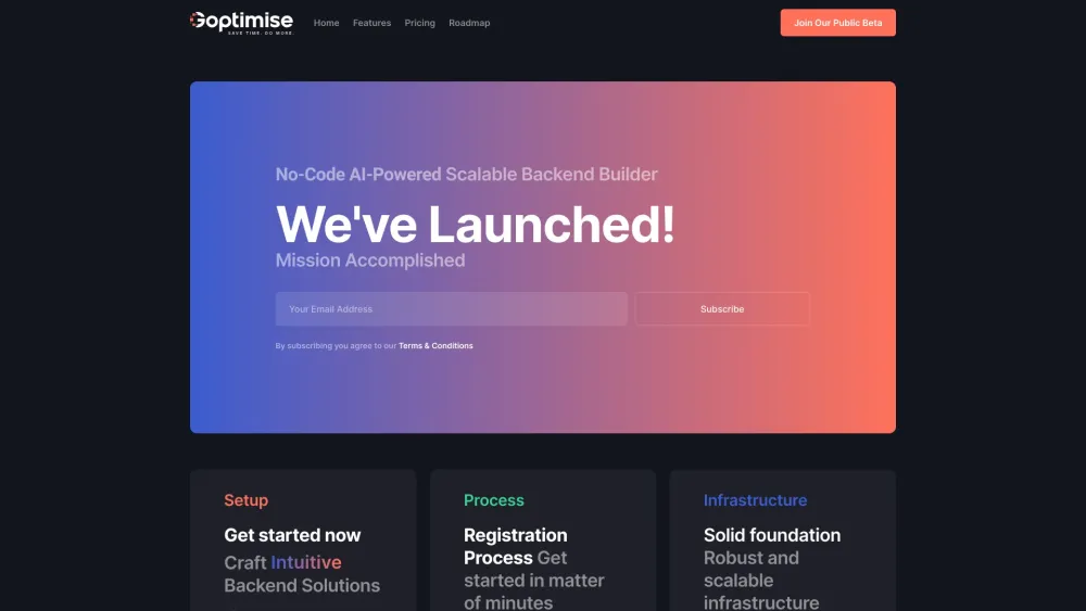 Goptimise: No-Code AI-Powered Backend Builder, Features, Pricing, Reviews