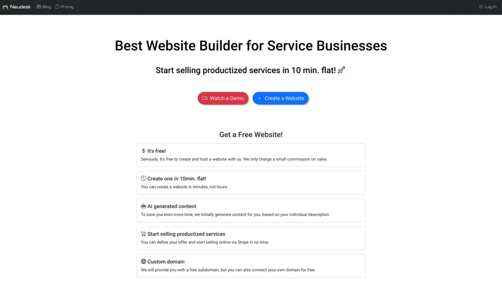 Neudesk: Best Free Website Builder for Small Businesses Online