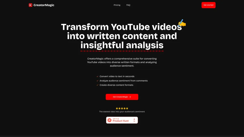 CreatorMagic: Convert YouTube to Text & Sentiment Analysis Insights