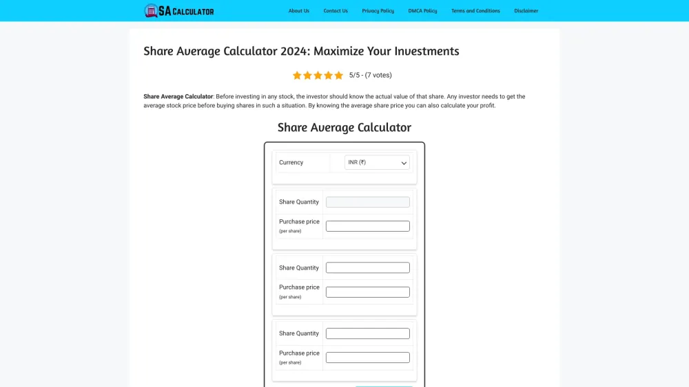 'Share Average Calculator: Vital Tool for Stock Cost Analysis'