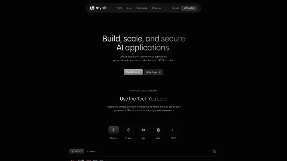 Myple: Efficient Platform to Build, Scale, Secure AI Applications