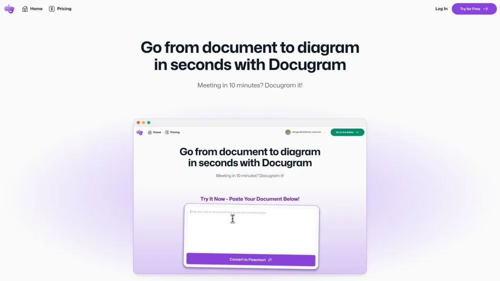 Docugram: AI Text to Interactive Flowchart Maker - Effortless Transformation