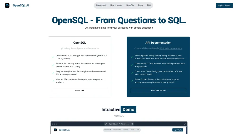 OpenSQL.ai: AI-Powered Tool for Instant SQL Query Conversion