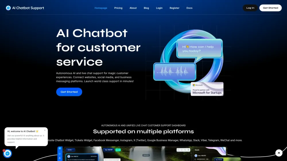 AI Chatbot Support: Autonomous AI & Live Chat for Web, Socials