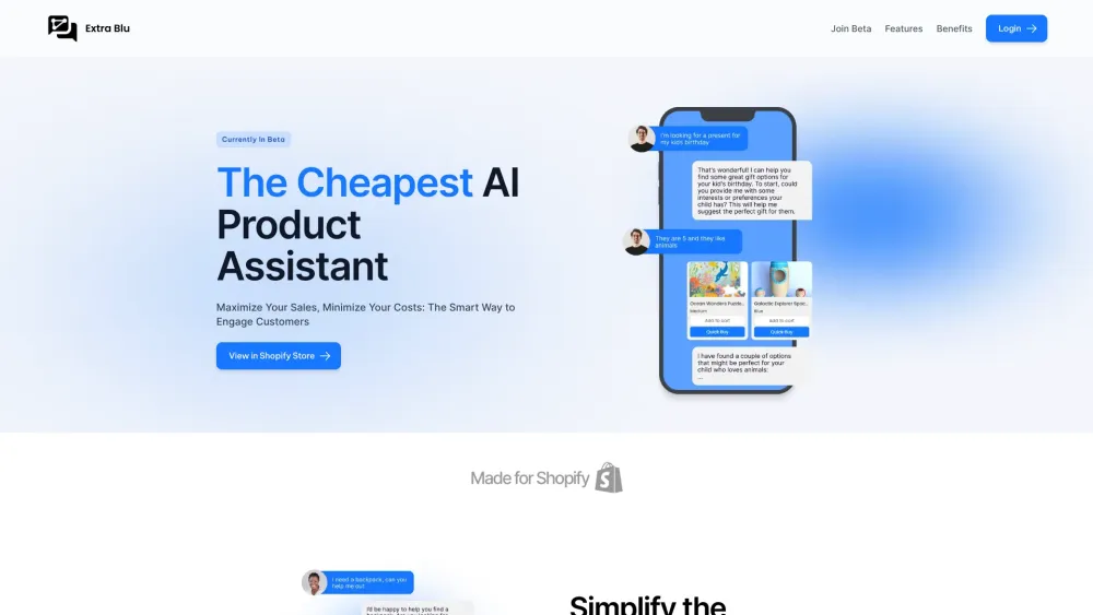 Extra Blu: AI Chatbot, 0% Markup - Product Suggestions & Shipping Info