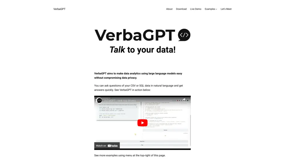 VerbaGPT: SQL Data Interaction via Browser - Privacy & Ease