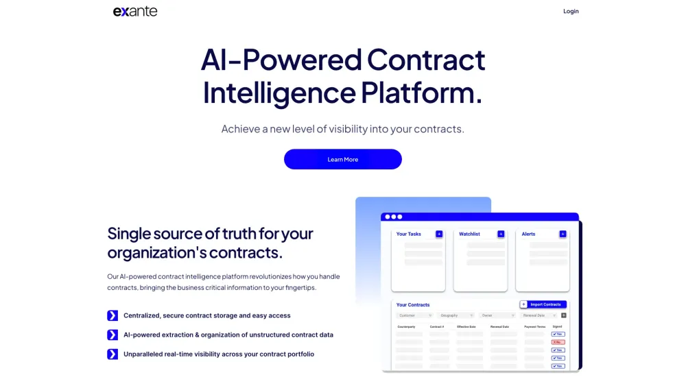 Exante: AI-Powered Contract Repository for Efficient Management