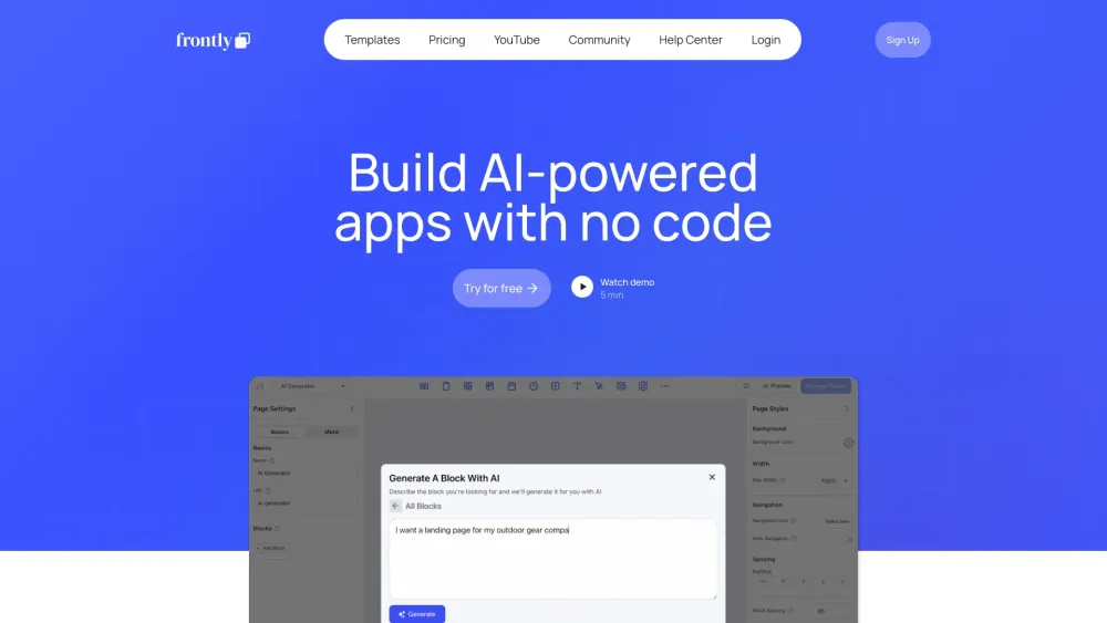 Frontly: AI-Powered No-Code SaaS Apps – Pricing, Features & Reviews