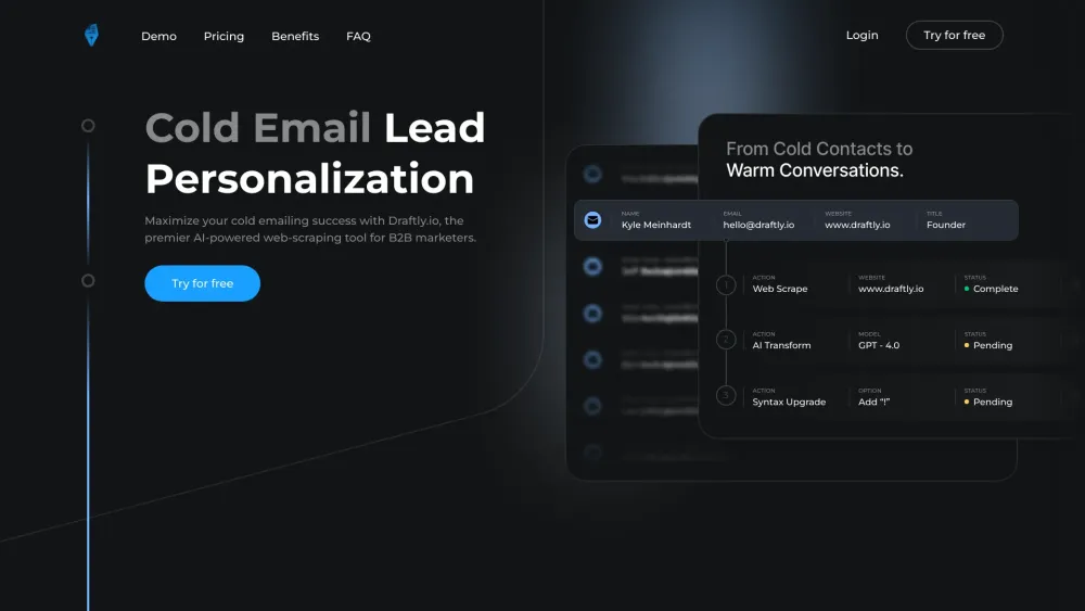 Draftly.io: AI-Powered, Personalized Intros for B2B Cold Emails