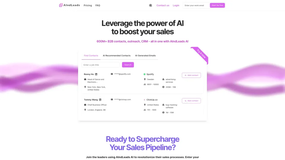 AIndLeads: AI-Powered Contact Search, Email Services & CRM Platform