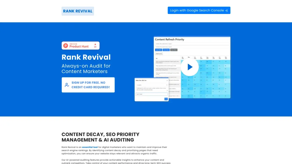 Rank Revival : SEO Optimizer & Content Decay Identifier Tool