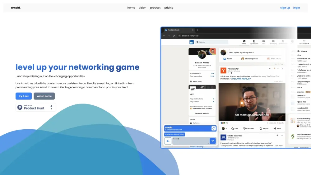 Arnold | AI Networking Assistant: LinkedIn Engagement Revolutionized