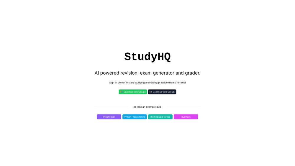 StudyHQ: AI-Powered Revision, Exam & Grading Tool for Students