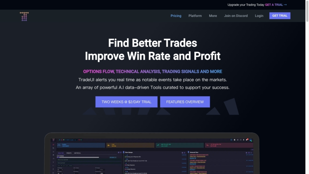 TradeUI: AI Signals, Option Flow Data, Advanced Charts, Community