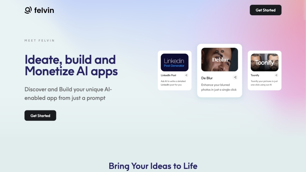 Felvin: AI App Creation, Customization & Monetization - No Code