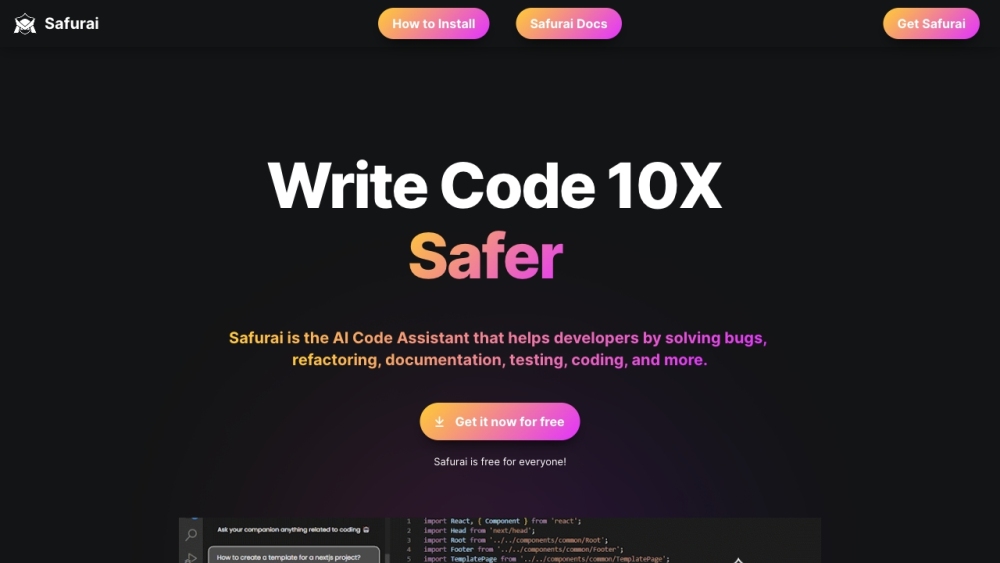 Safurai | Assistant for Developers - AI Coding Tool : Use cases, Pricing, Reviews, Core features, alternatives