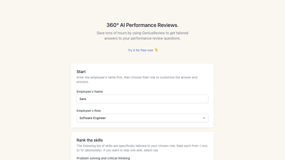 GeniusReview: AI-Powered, Tailored Answers for 360° Performance Reviews