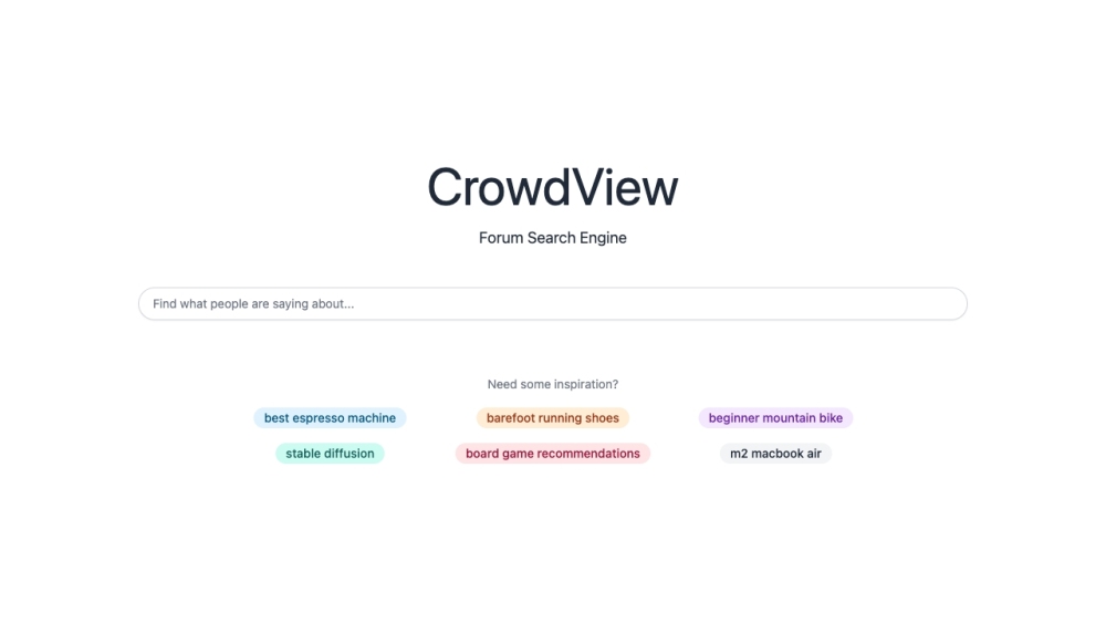 CrowdView: Easily Find Curated Forum Discussions on Any Topic