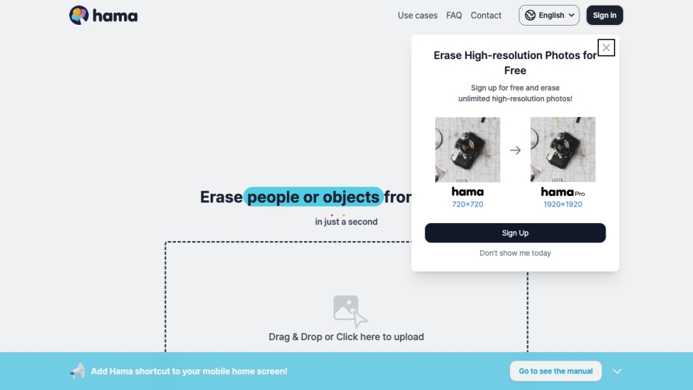 Hama: AI-Powered Photo Eraser for Removing Unwanted Objects