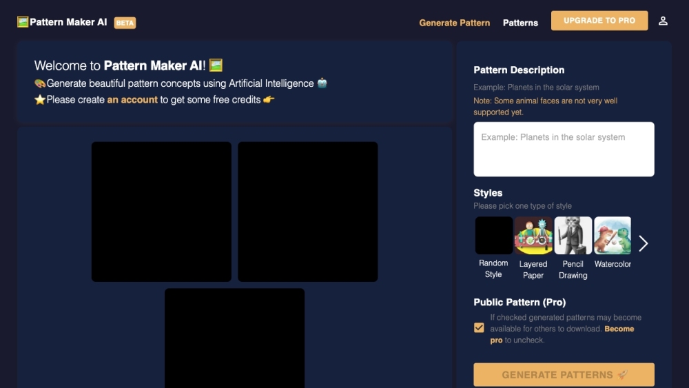 'Pattern Maker AI: AI-Powered Tool for Seamless Vector Patterns'