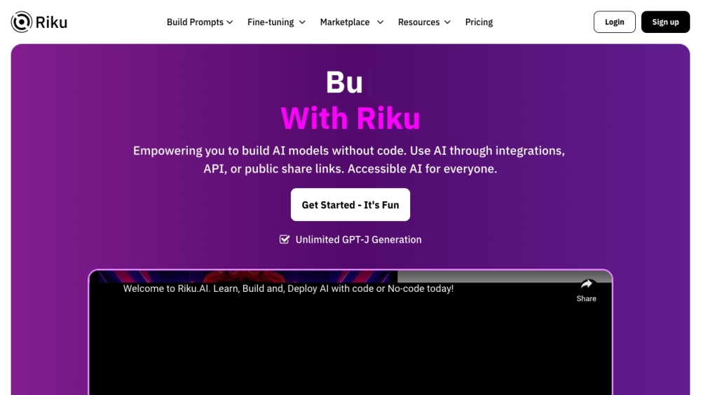 Riku.AI: Build AI Models, No Coding Needed, Integrations & API