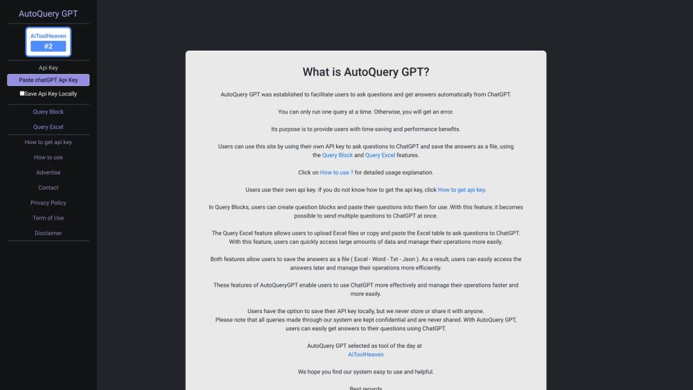 AutoQuery GPT: Automated Q&A Platform with ChatGPT-Powered Answers