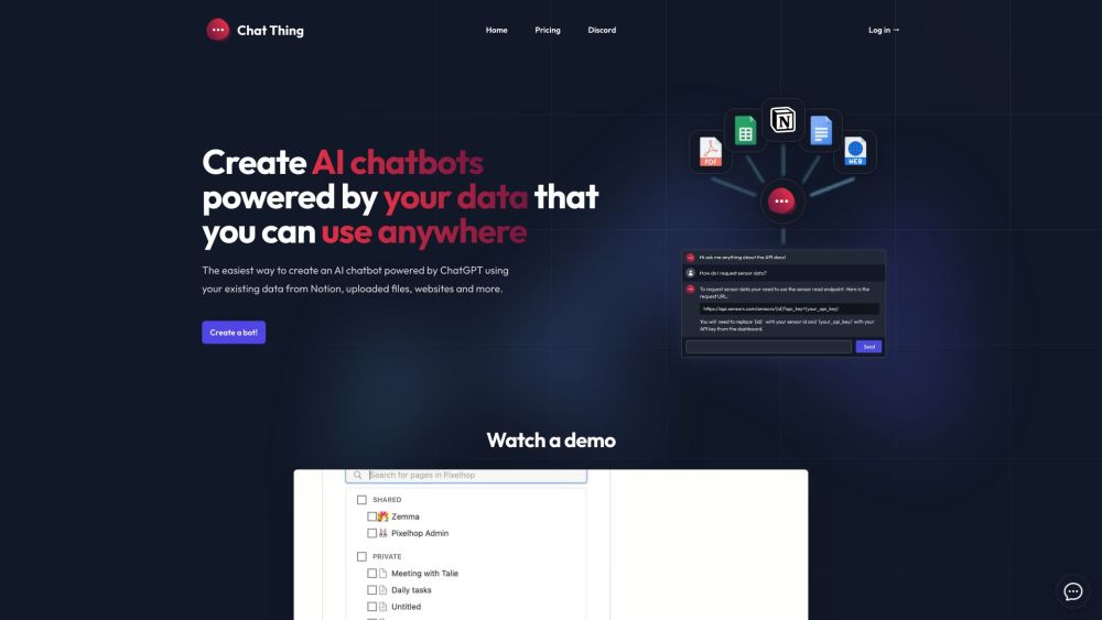 Chat Thing: Create AI Chatbots with Your Data on Our Platform