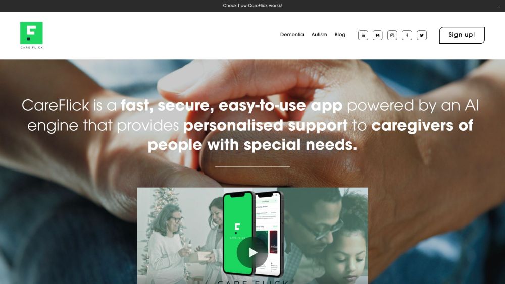 CareFlick: AI App for Dementia & Autism Caregiving - Efficient Support