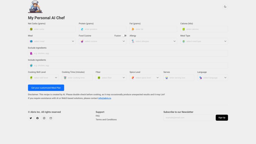 MyChef.live: AI-Generated Personalized Meal Recipes