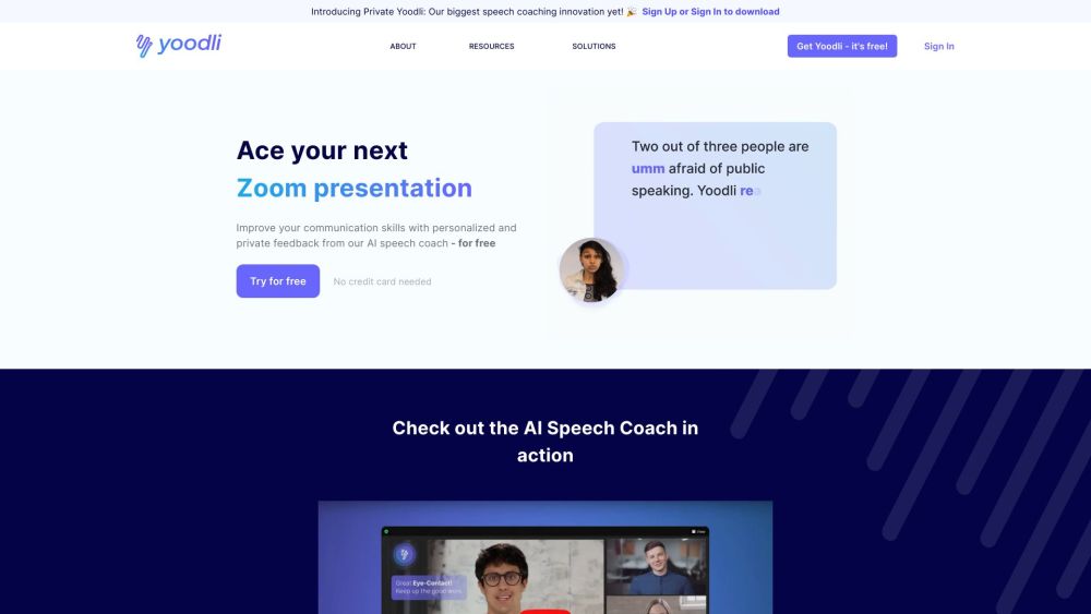 Yoodli: Personalized Coaching, Feedback & Analysis to Boost Confidence