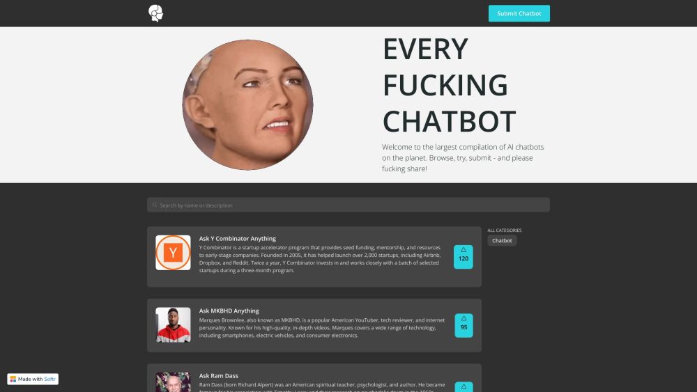 Every Fucking Chatbot: AI-Driven Chatbots Directory for Exploration