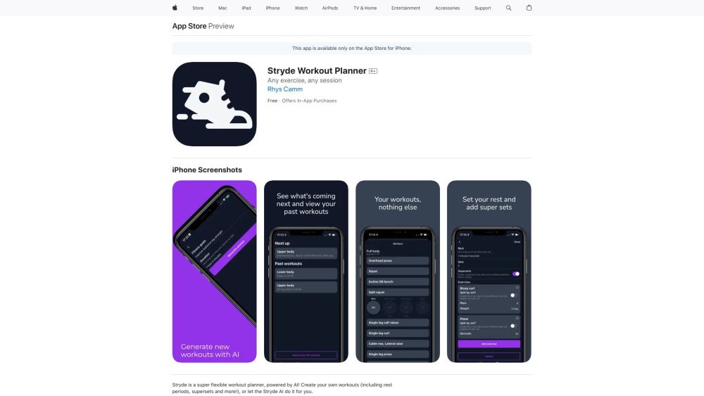 Stryde: AI-Powered iOS Workout Planner for Personalized Fitness Goals