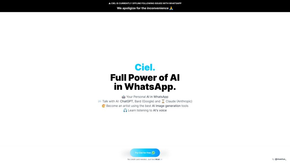 **Ciel.chat: Best AI Assistants via WhatsApp for Easy Access**