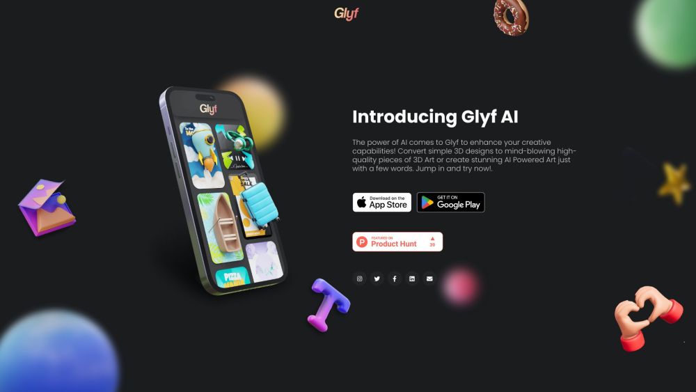 Glyf: AI-Powered Mobile App for Stunning 3D Design Creation