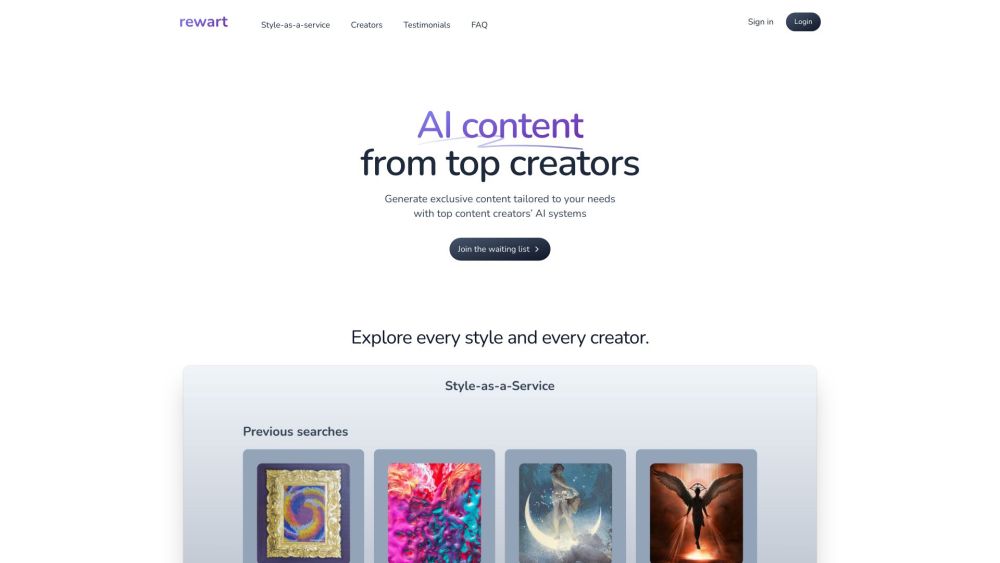 Rewart: Monetize Art & Style - Cutting-Edge AI Development Simplified