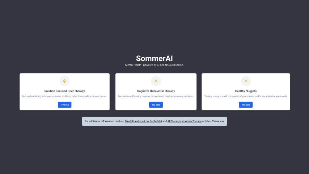 SommerAI: Mental Health Companion : AI Therapy for Well-Being