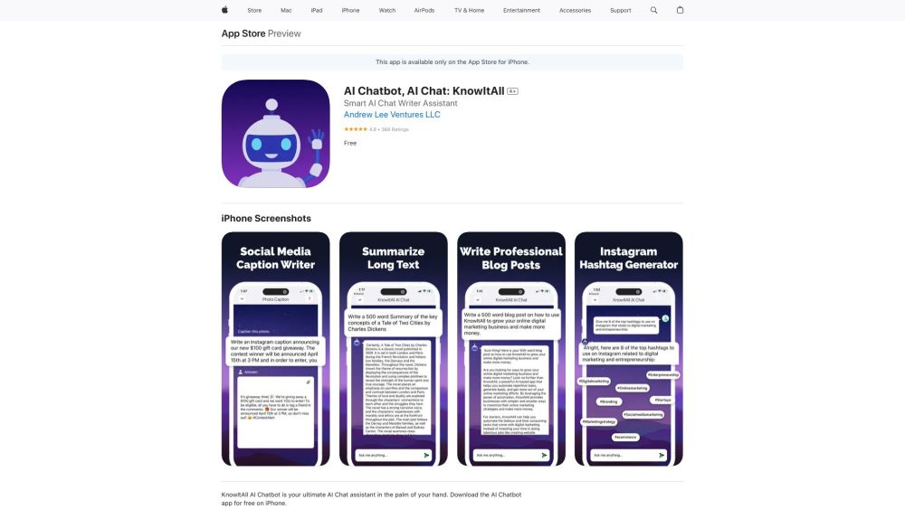 KnowItAll AI: Free Chatbot Assistant for iPhone | Smart AI Helper