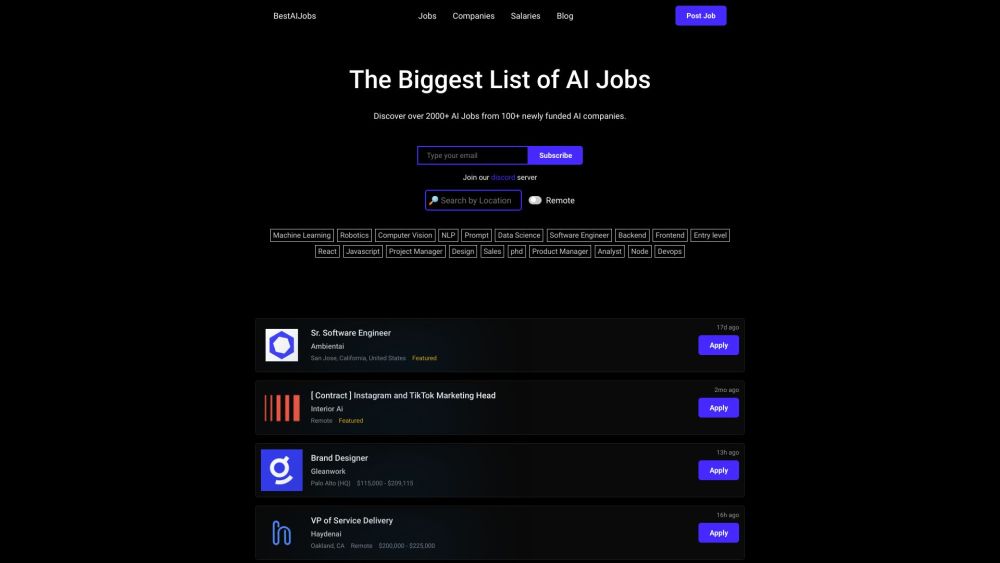 Best AI Jobs: 2000+ Listings for Engineers & Developers in AI Roles