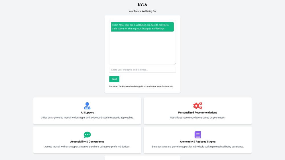 NYLA - Your AI Wellness Pal: Accessible, Evidence-Based Mental Care